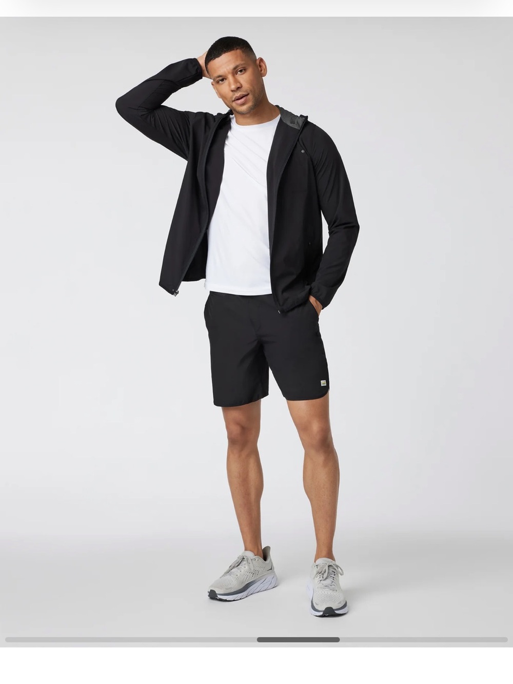 Vuori Outdoor Trainer Shell Black Mens Hooded Jacket Stretch Pockets Sz L - Picture 3 of 16